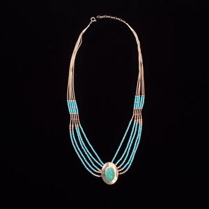 Navajo 925 Silver And Turquoise Multi-Strand Necklace